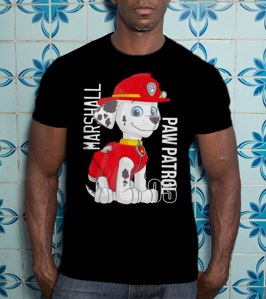 Marshal Paw Patrol Firefighter Pup With Bone Tag T-Shirt