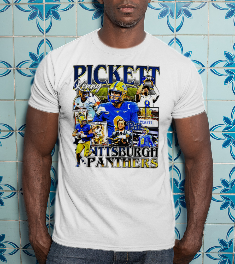 Kenny Pickett Pittsburgh Panthers Football Quarterback Action Collage T-Shirt