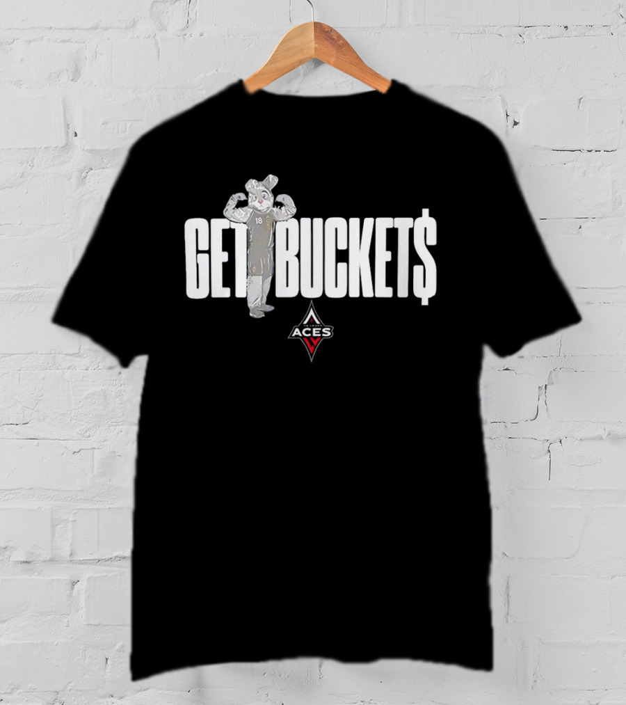 Las Vegas Aces Mascot Get Bucket$ Featuring Team T-Shirt
