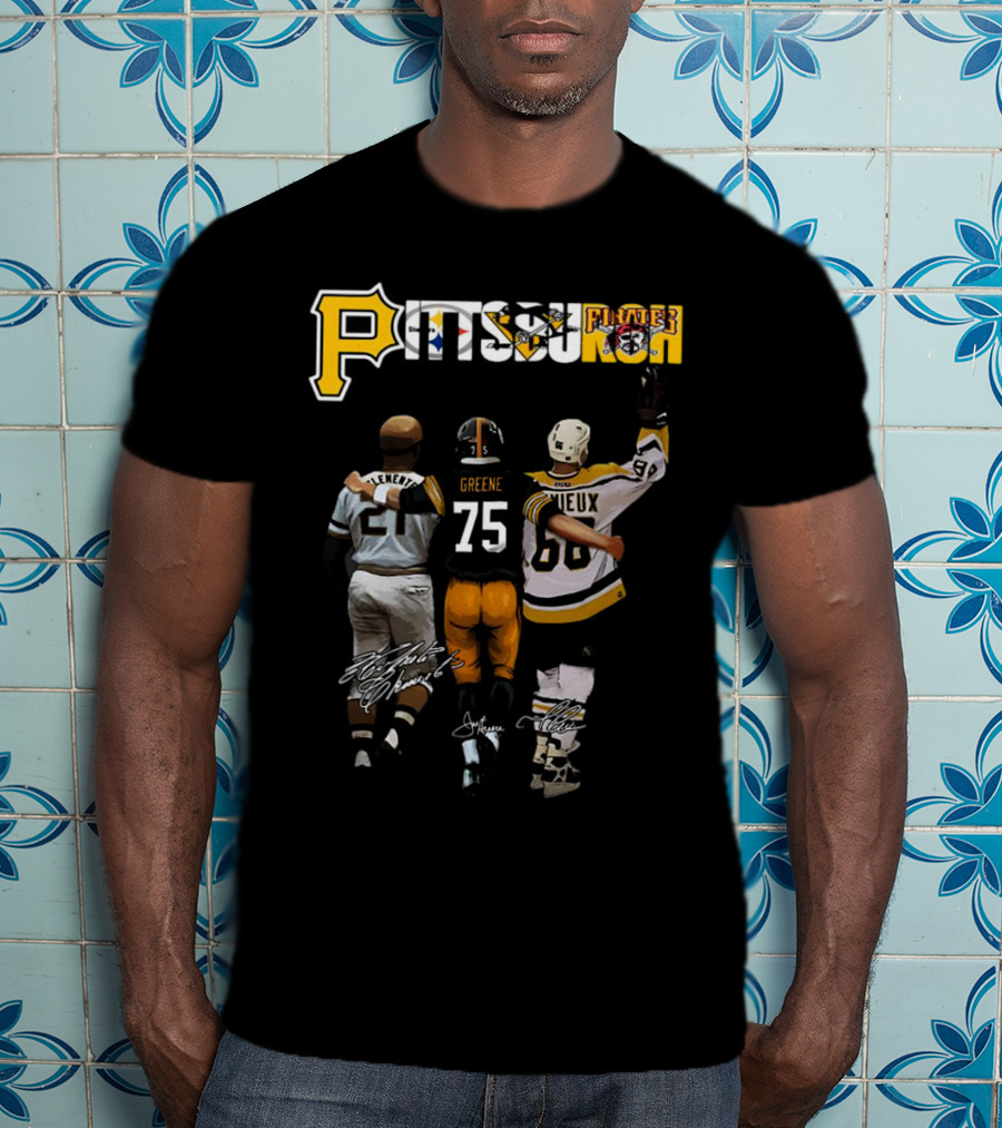 Pittsburgh Sports Legends Clemente Greene Lemieux Signatures T-Shirt