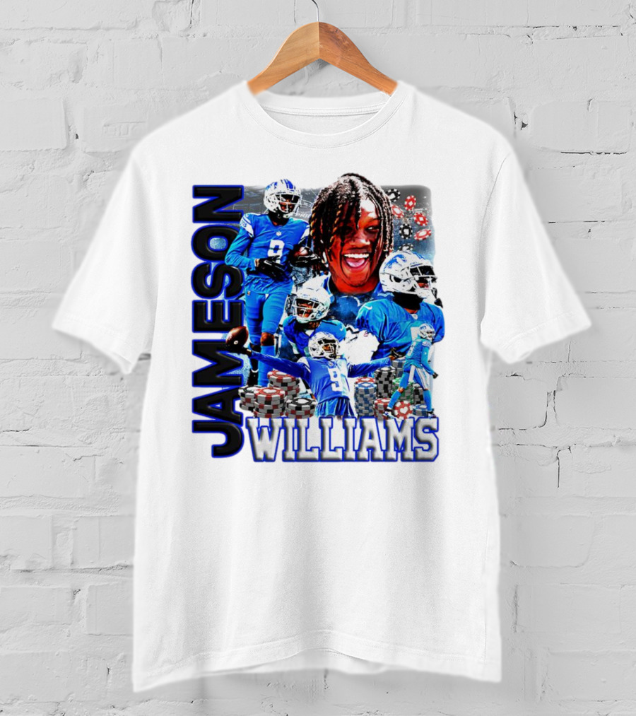 Jameson Williams Detroit Lions Football NFL Athlete Montage T-Shirt