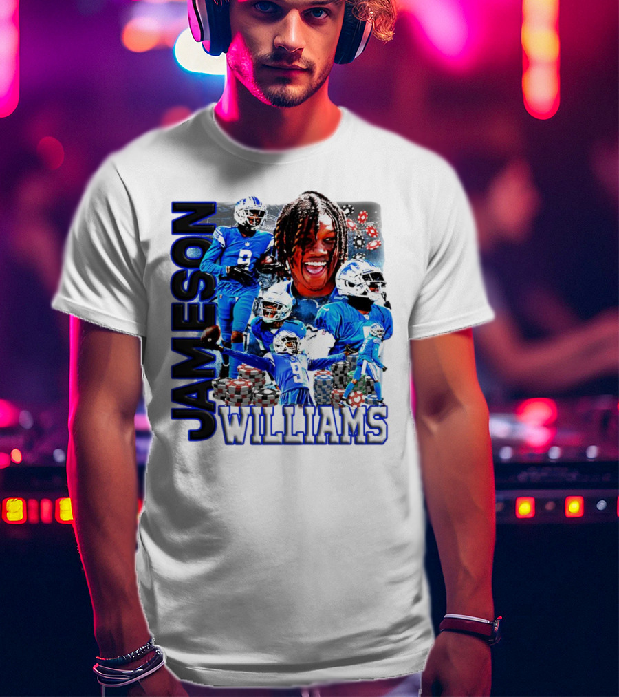 Jameson Williams Detroit Lions Football NFL Athlete Montage T-Shirt