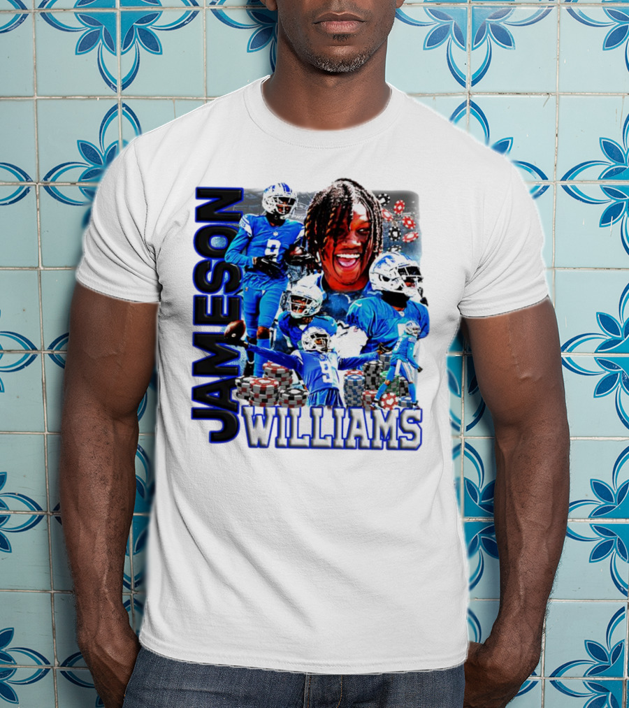 Jameson Williams Detroit Lions Football NFL Athlete Montage T-Shirt