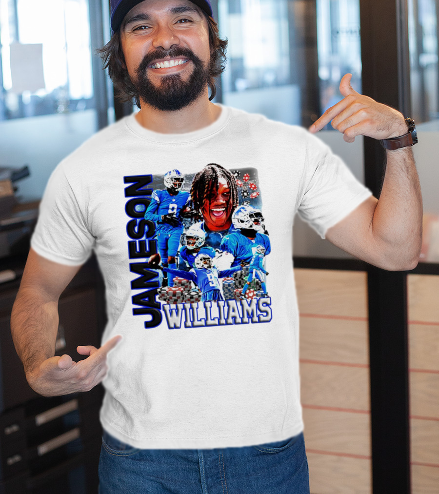 Jameson Williams Detroit Lions Football NFL Athlete Montage T-Shirt