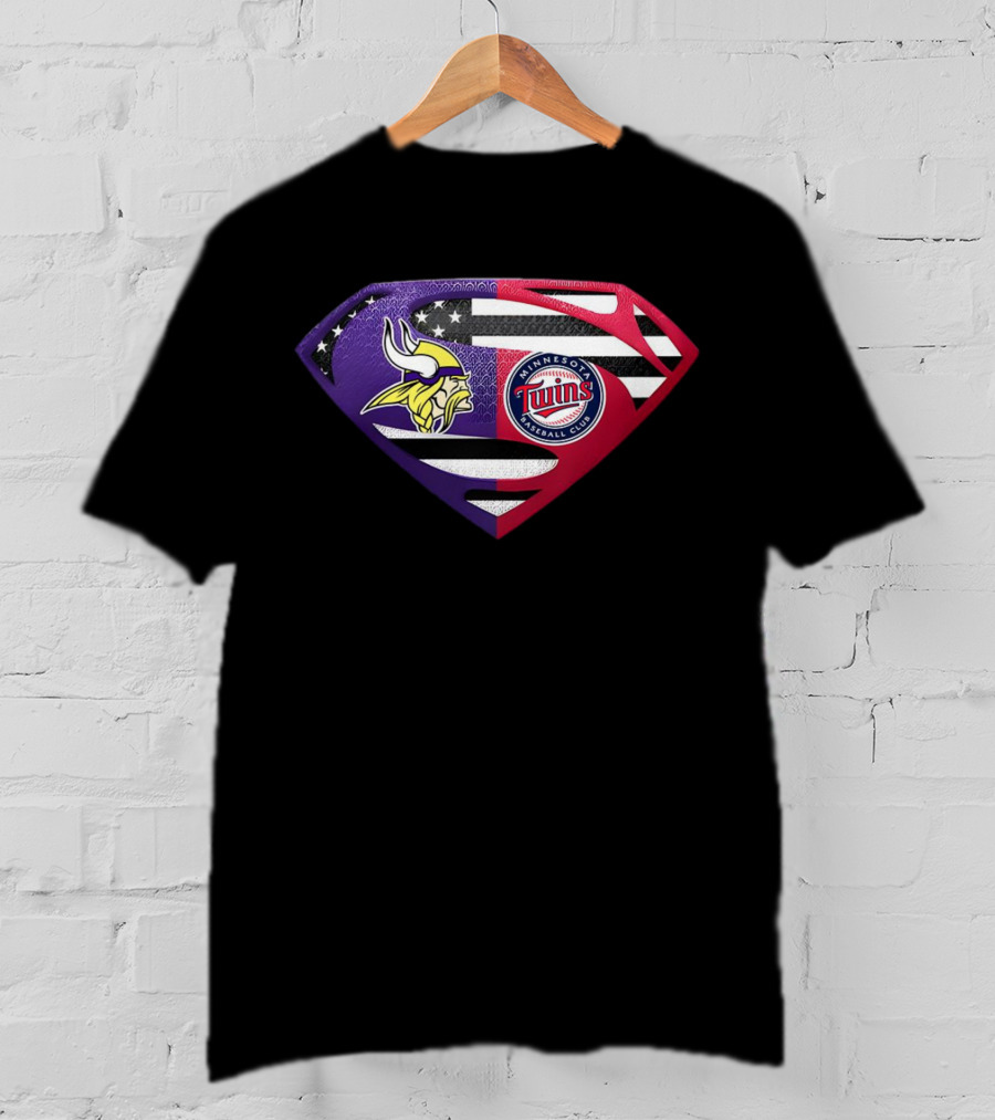 Minnesota Vikings Twins Superman Crossover Emblem T-Shirt