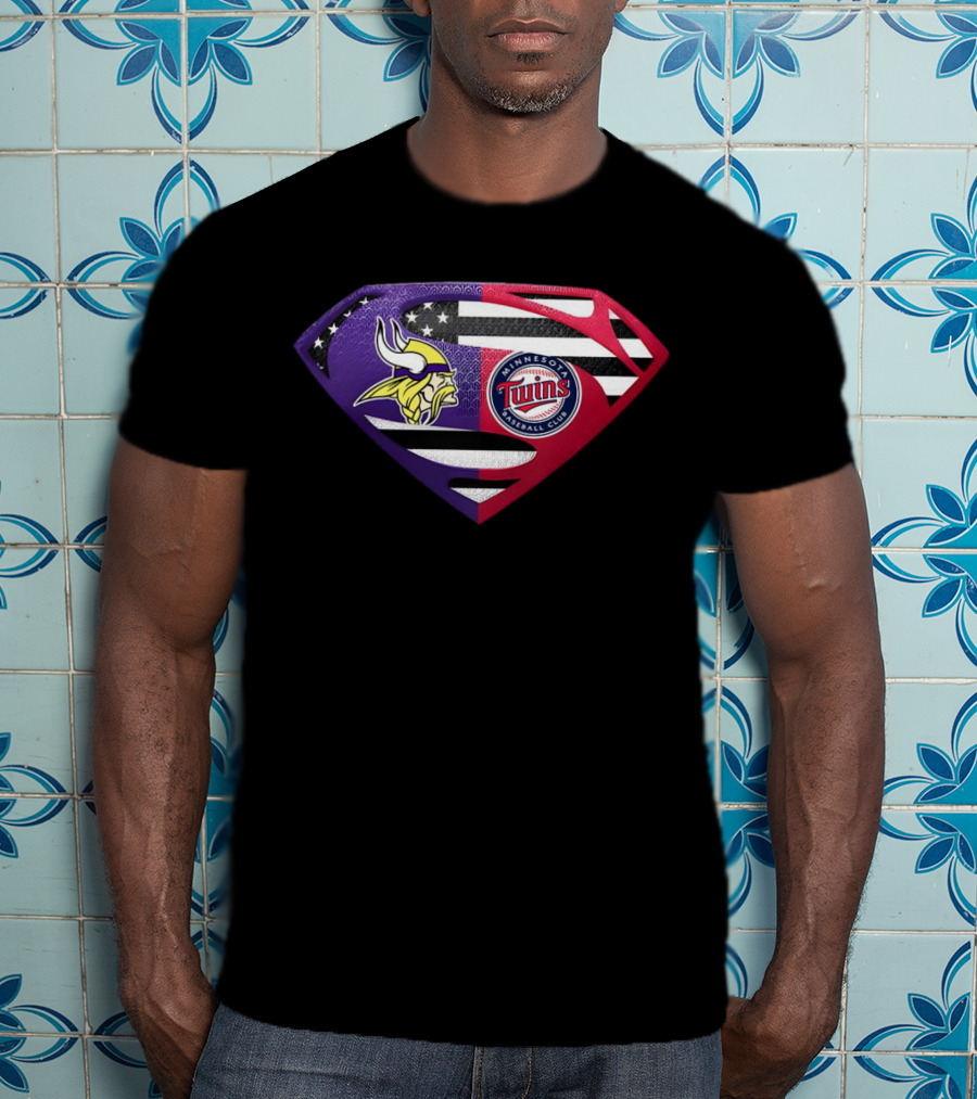 Minnesota Vikings Twins Superman Crossover Emblem T-Shirt