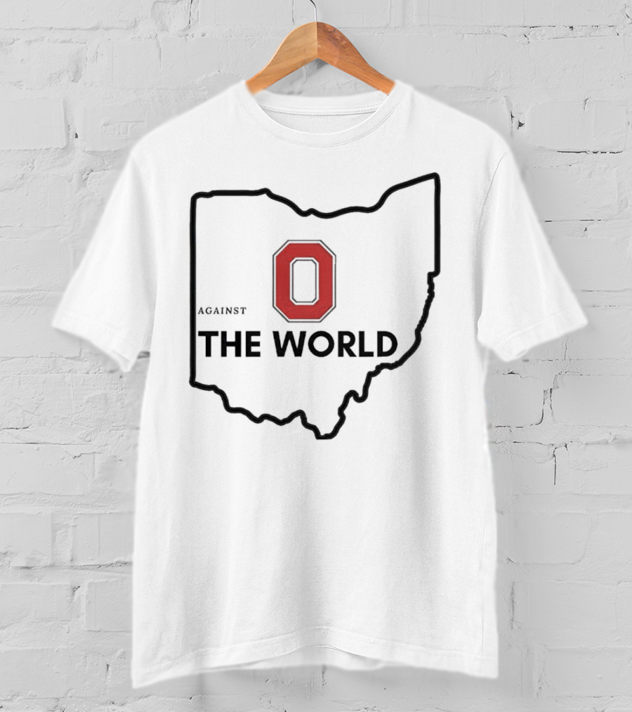 Ohio State Buckeye O Against The World Map Outline T-Shirt