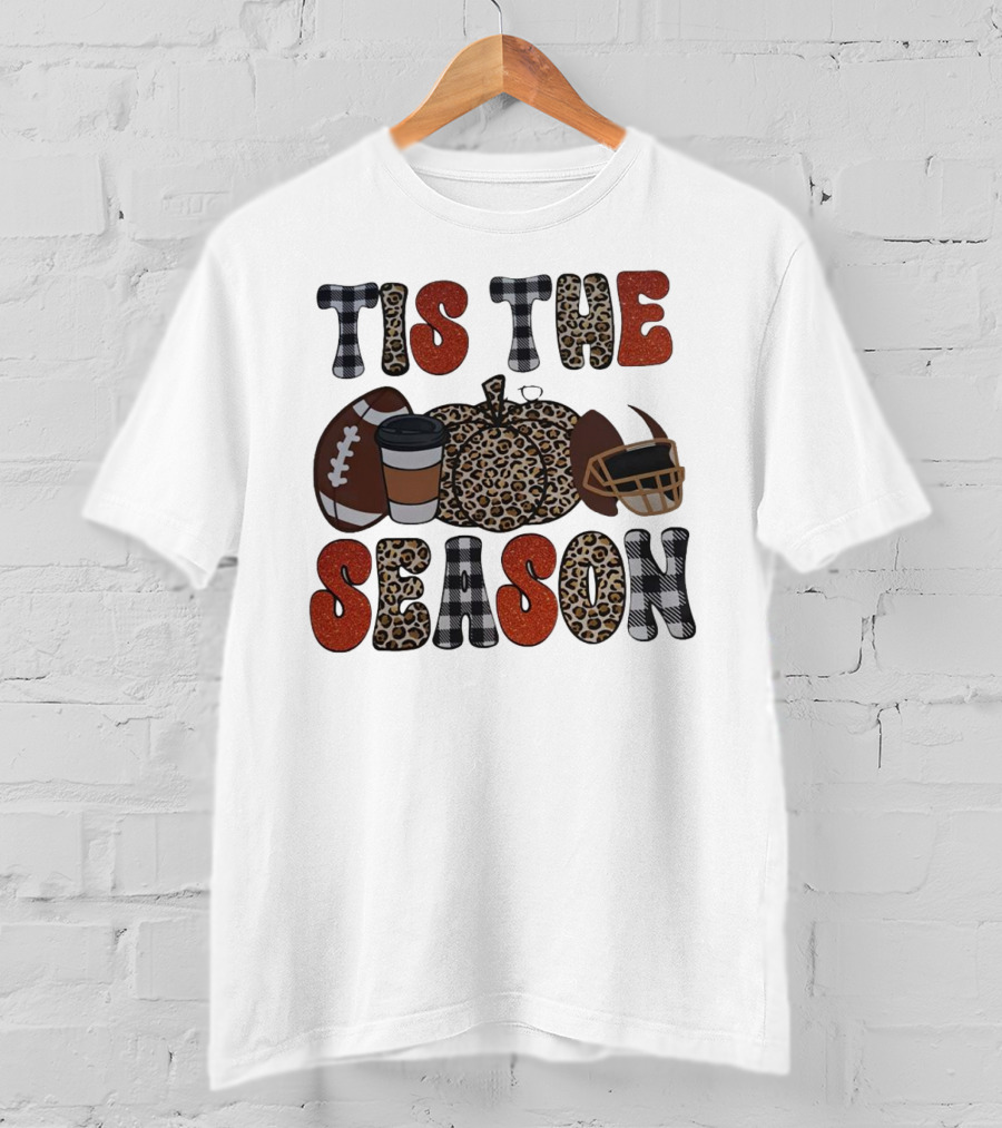 Tis The Season Football Pumpkin Coffee Helmet T-Shirt