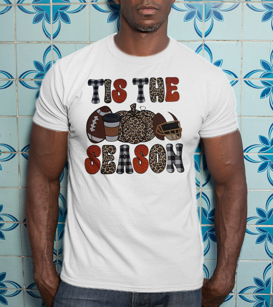 Tis The Season Football Pumpkin Coffee Helmet T-Shirt