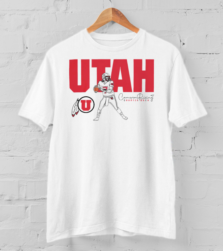 Utah Utes #7 Cameron Rising Quarterback Caricature T-Shirt