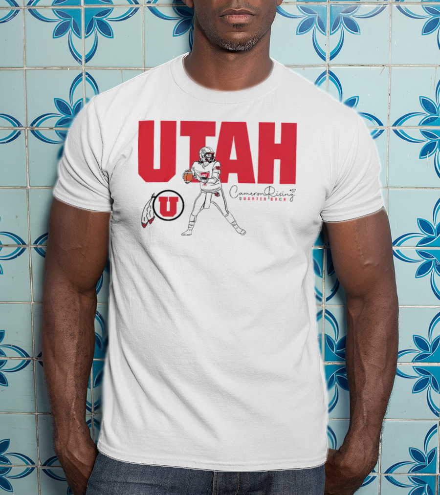 Utah Utes #7 Cameron Rising Quarterback Caricature T-Shirt