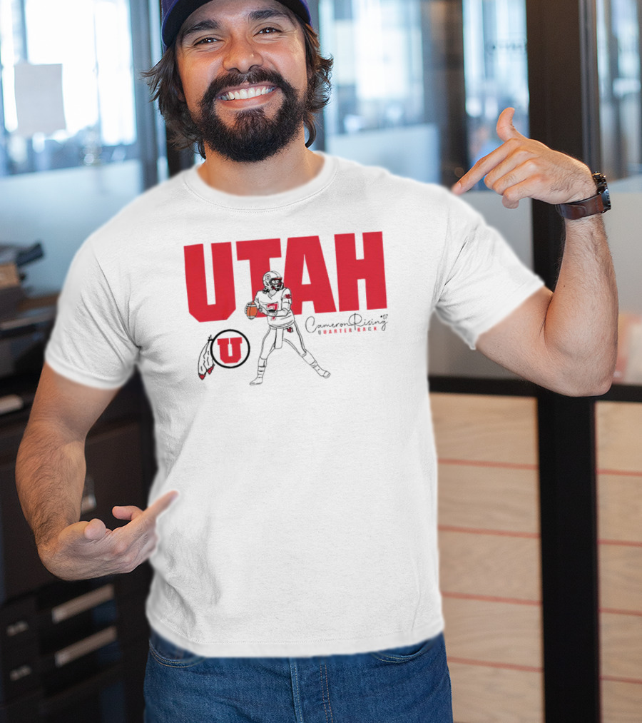 Utah Utes #7 Cameron Rising Quarterback Caricature T-Shirt