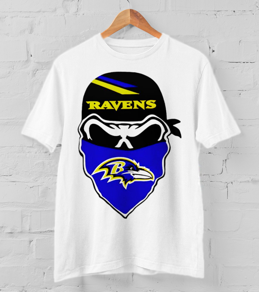 Ravens Skull Bandana Logo Baltimore Ravens T-Shirt