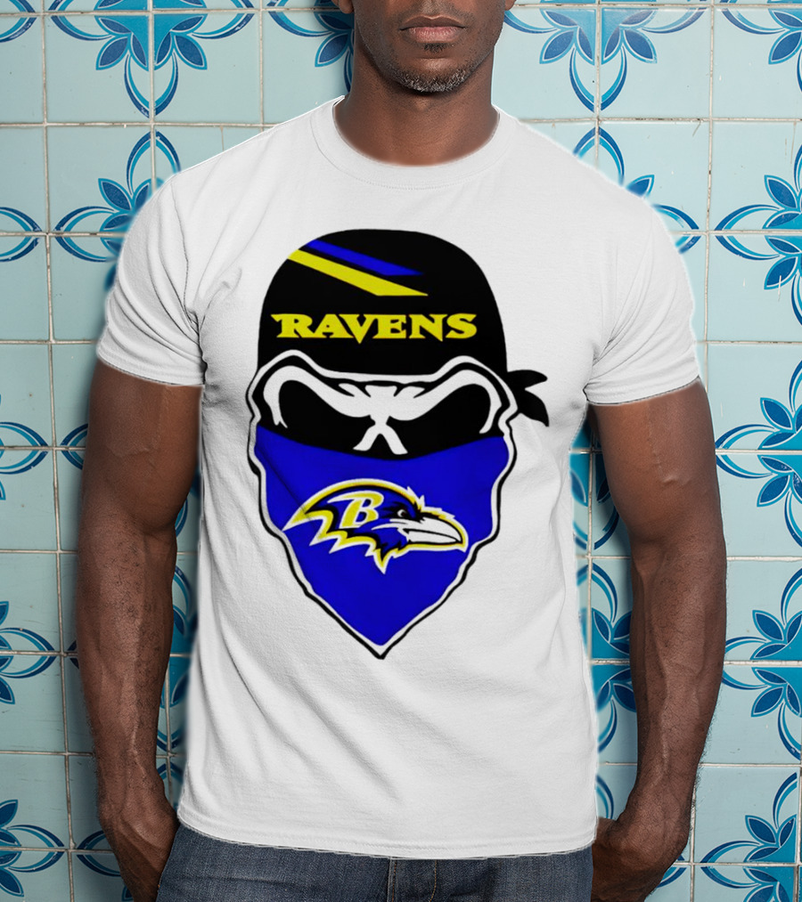 Ravens Skull Bandana Logo Baltimore Ravens T-Shirt
