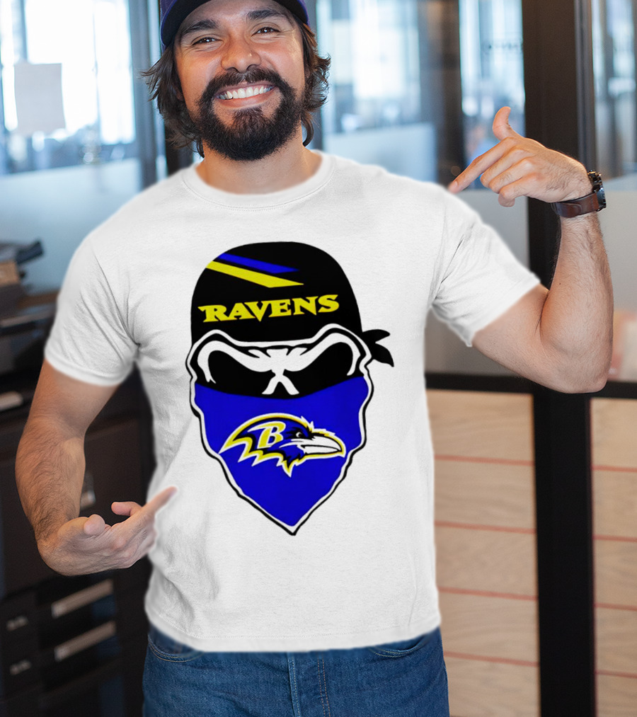 Ravens Skull Bandana Logo Baltimore Ravens T-Shirt