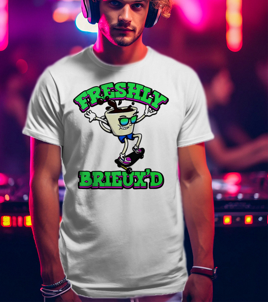 Freshly Brieux'd Skateboarding Cup Character T-Shirt