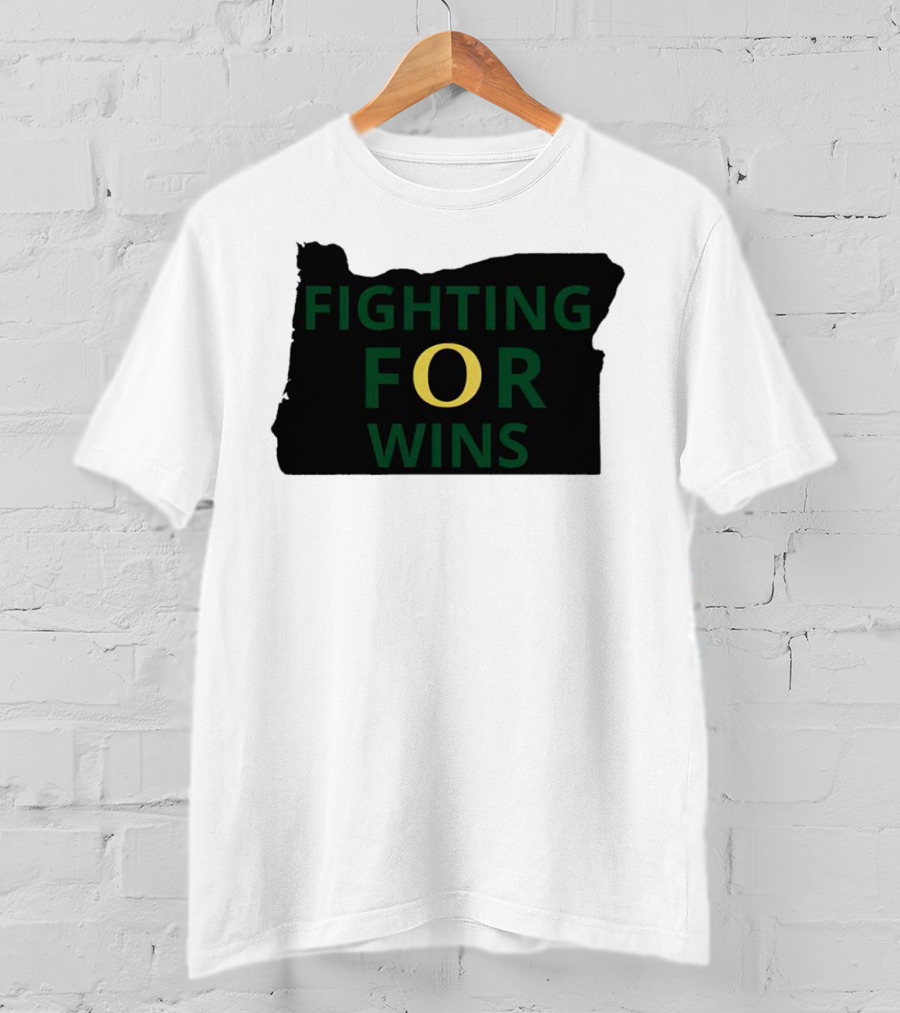 Fighting For Wins Oregon Ducks State Outline T-Shirt