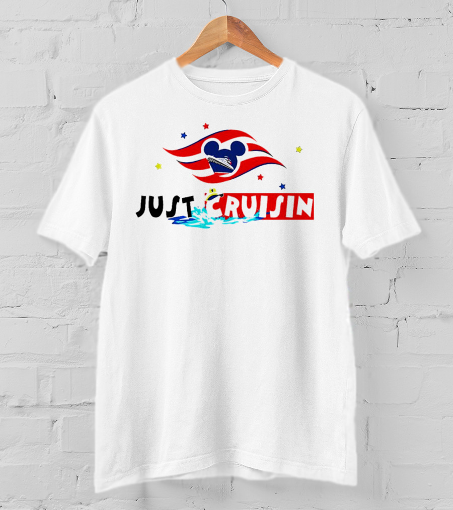 Just Cruisin Disney Cruise Mickey Silhouette Waves T-Shirt