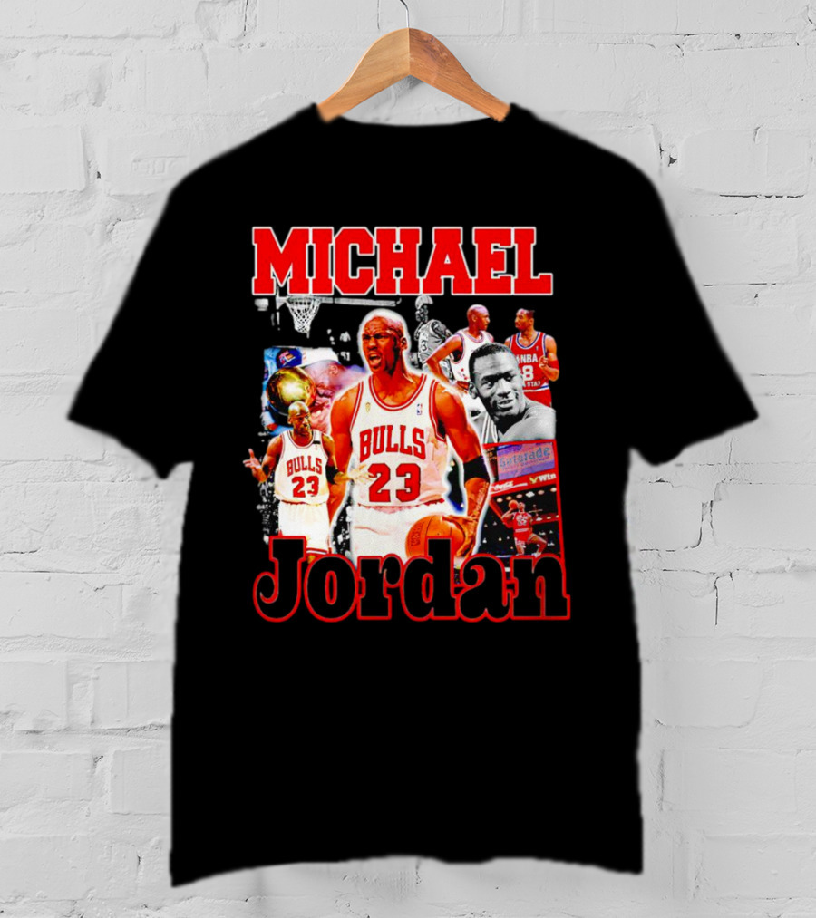 Michael Jordan Bulls 23 Basketball Legend Collage T-Shirt