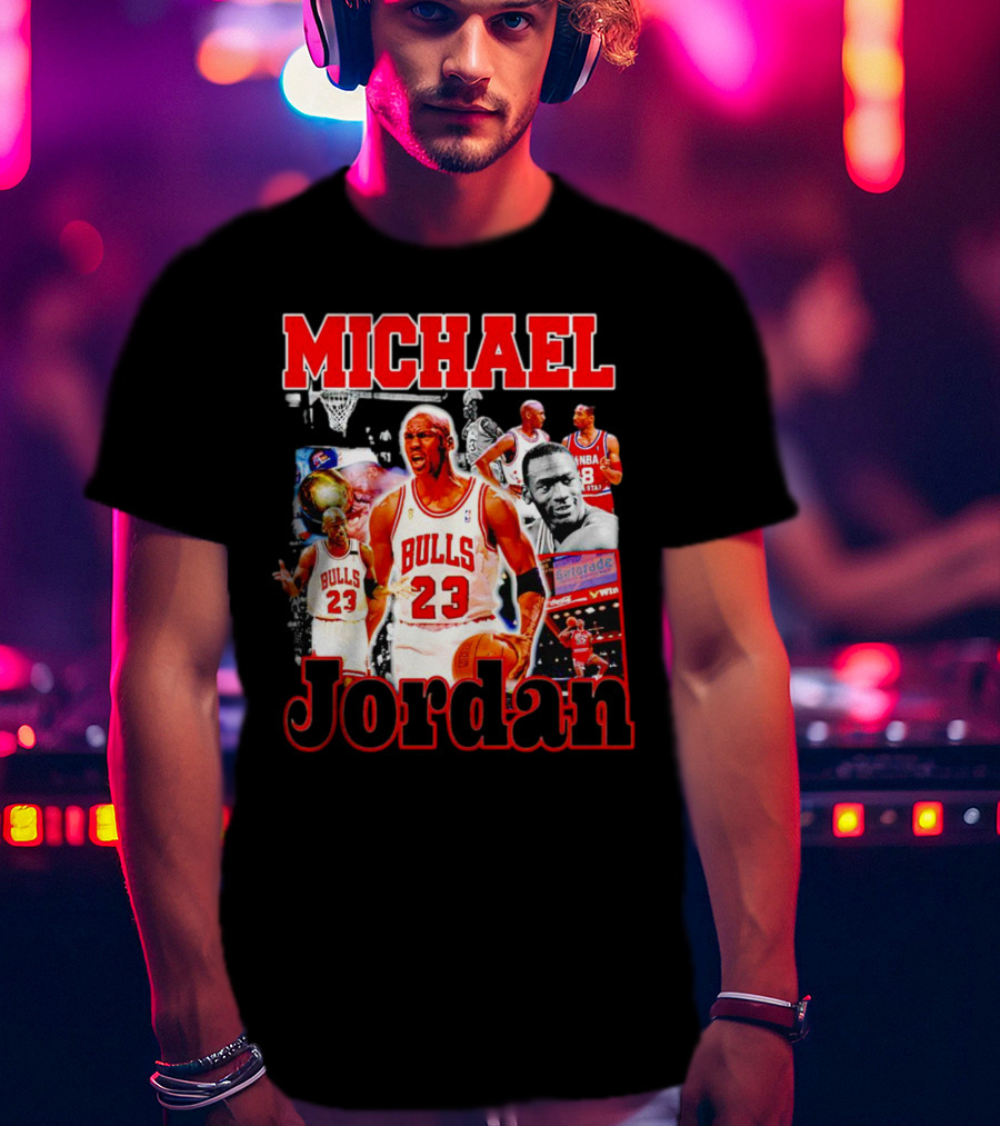 Michael Jordan Bulls 23 Basketball Legend Collage T-Shirt