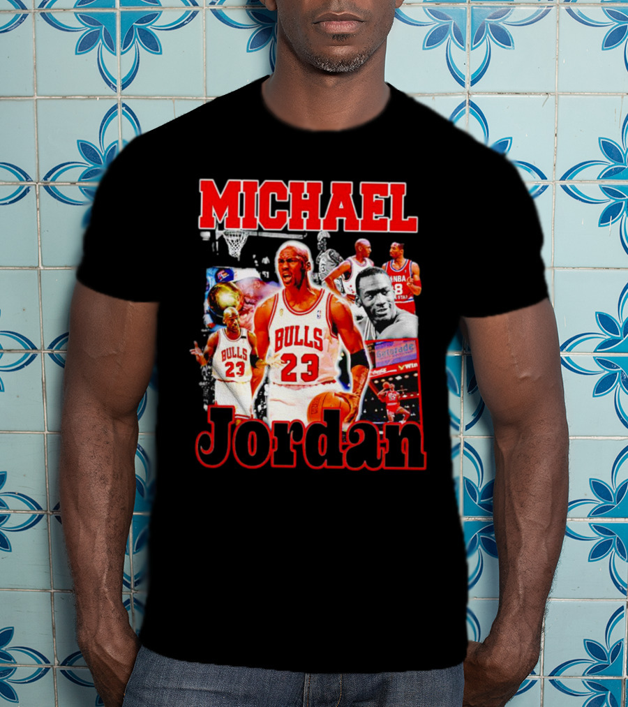 Michael Jordan Bulls 23 Basketball Legend Collage T-Shirt