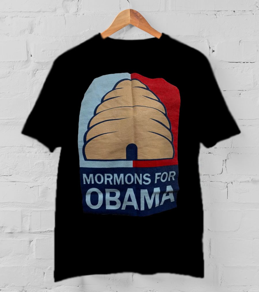 Mormons For Obama Beehive Symbol Two-Tone Background T-Shirt