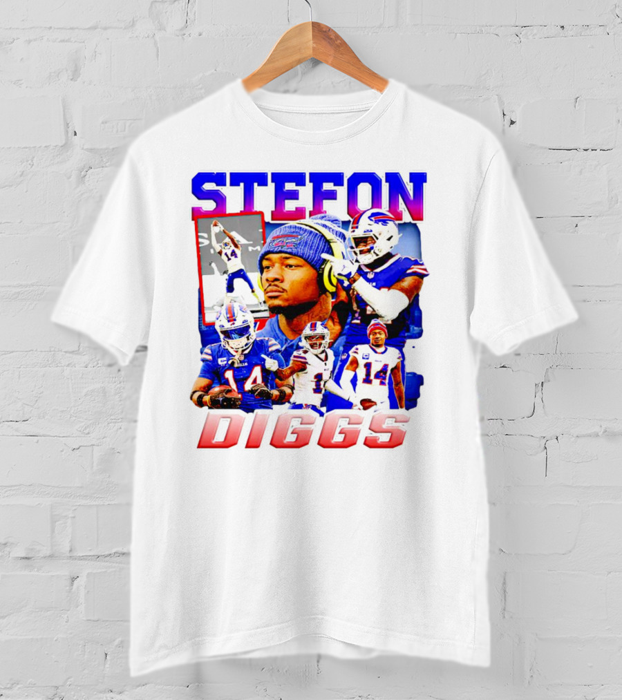 Stefon Diggs Buffalo Bills Football NFL Player Collage In Action T-Shirt