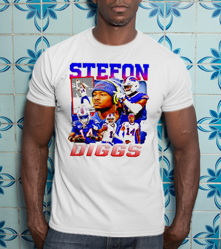 Stefon Diggs Buffalo Bills Football NFL Player Collage In Action T-Shirt