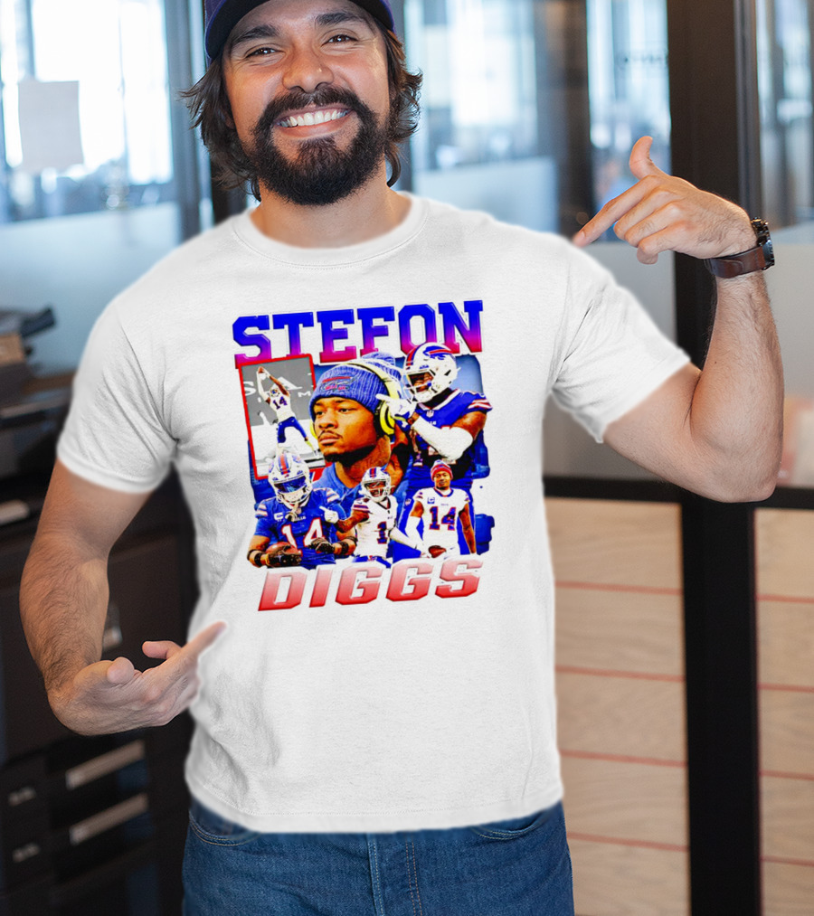 Stefon Diggs Buffalo Bills Football NFL Player Collage In Action T-Shirt