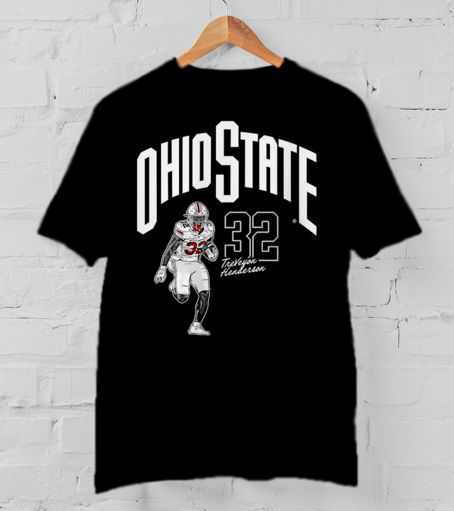 Ohio State Buckeyes Treveyon Henderson 32 Cartoon Player T-Shirt