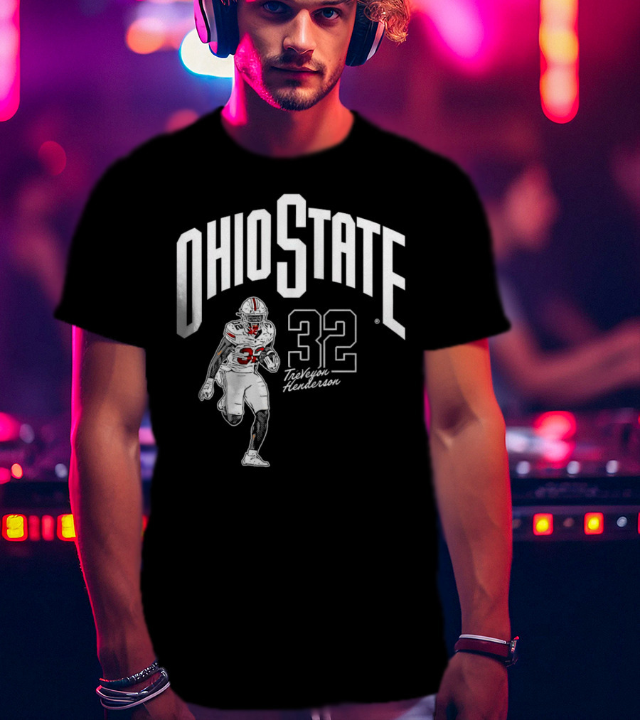 Ohio State Buckeyes Treveyon Henderson 32 Cartoon Player T-Shirt