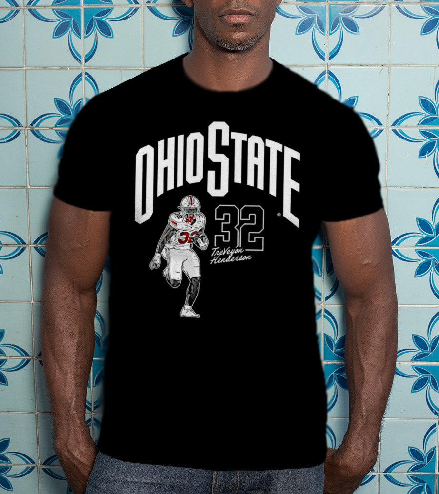 Ohio State Buckeyes Treveyon Henderson 32 Cartoon Player T-Shirt