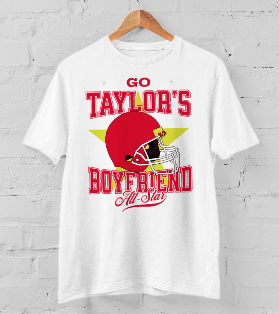 Go Taylor's Boyfriend All-Star Red Helmet Kansas City Chiefs T-Shirt