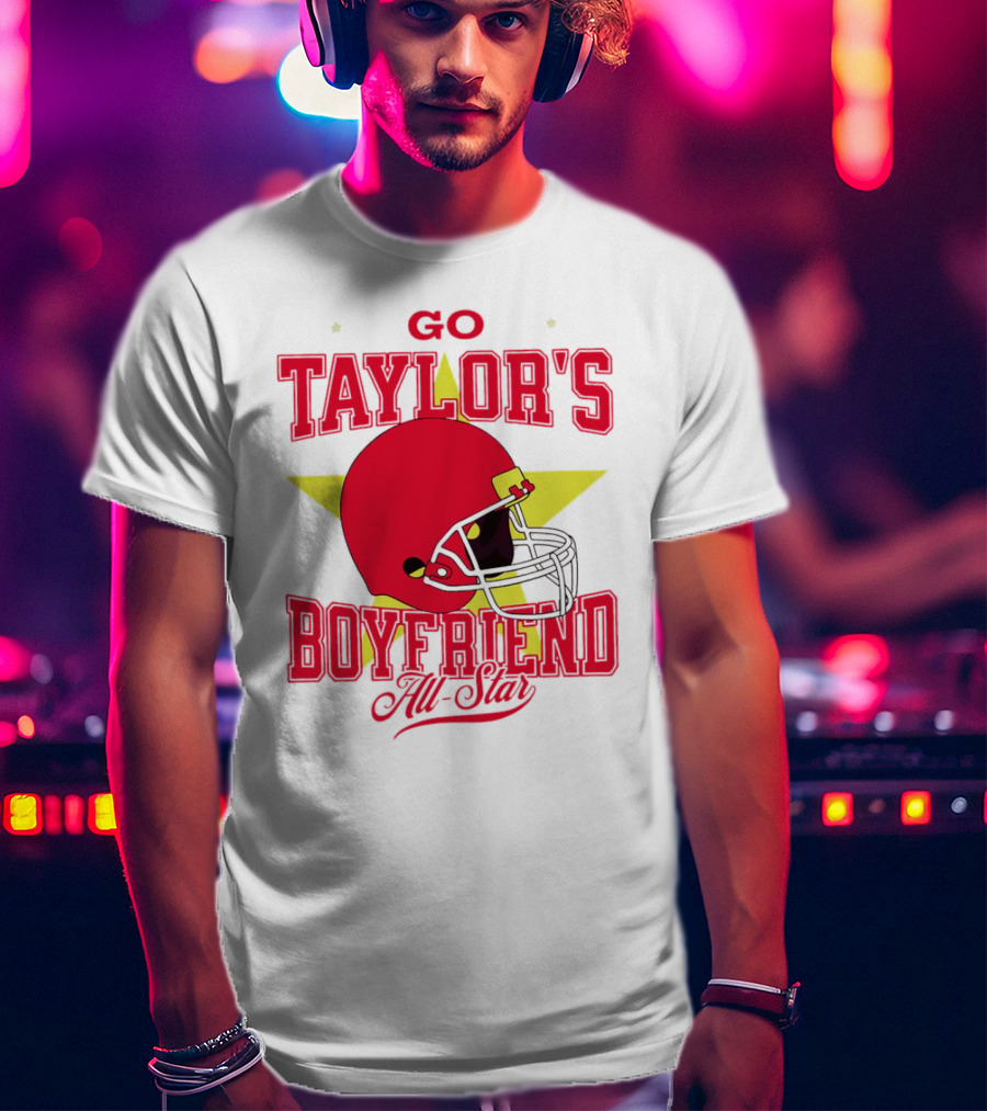 Go Taylor's Boyfriend All-Star Red Helmet Kansas City Chiefs T-Shirt