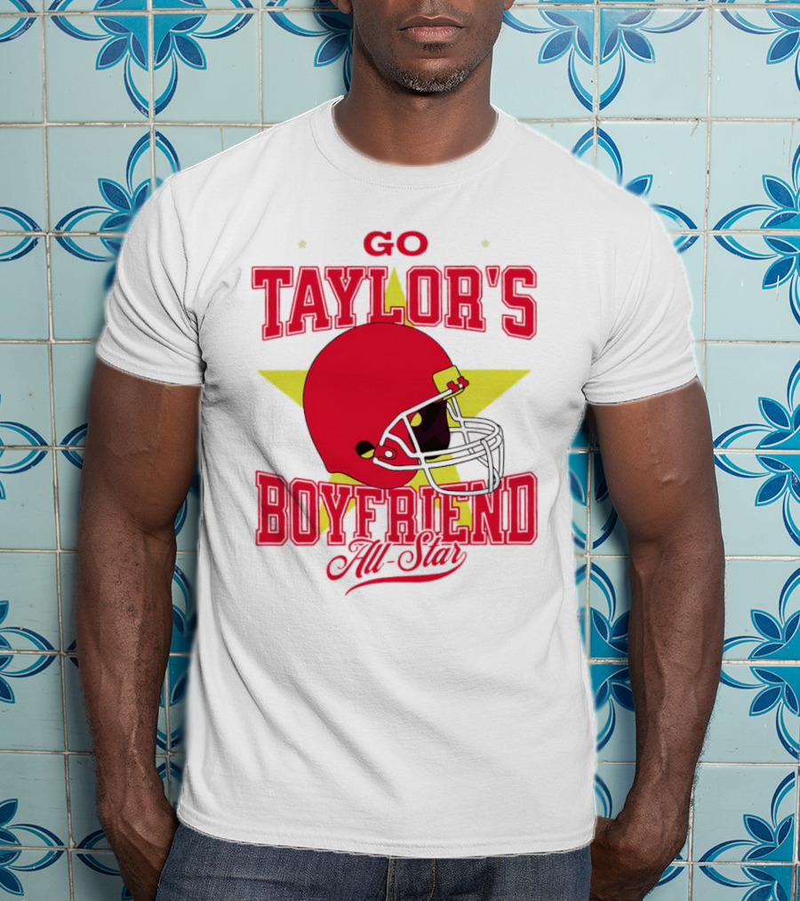 Go Taylor's Boyfriend All-Star Red Helmet Kansas City Chiefs T-Shirt