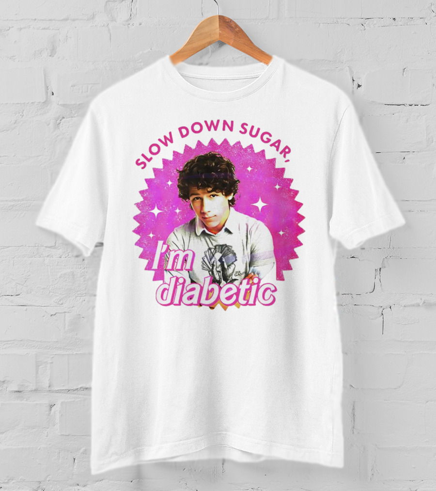 Nick Jonas Slow Down Sugar I'm Diabetic Pink Starburst T-Shirt