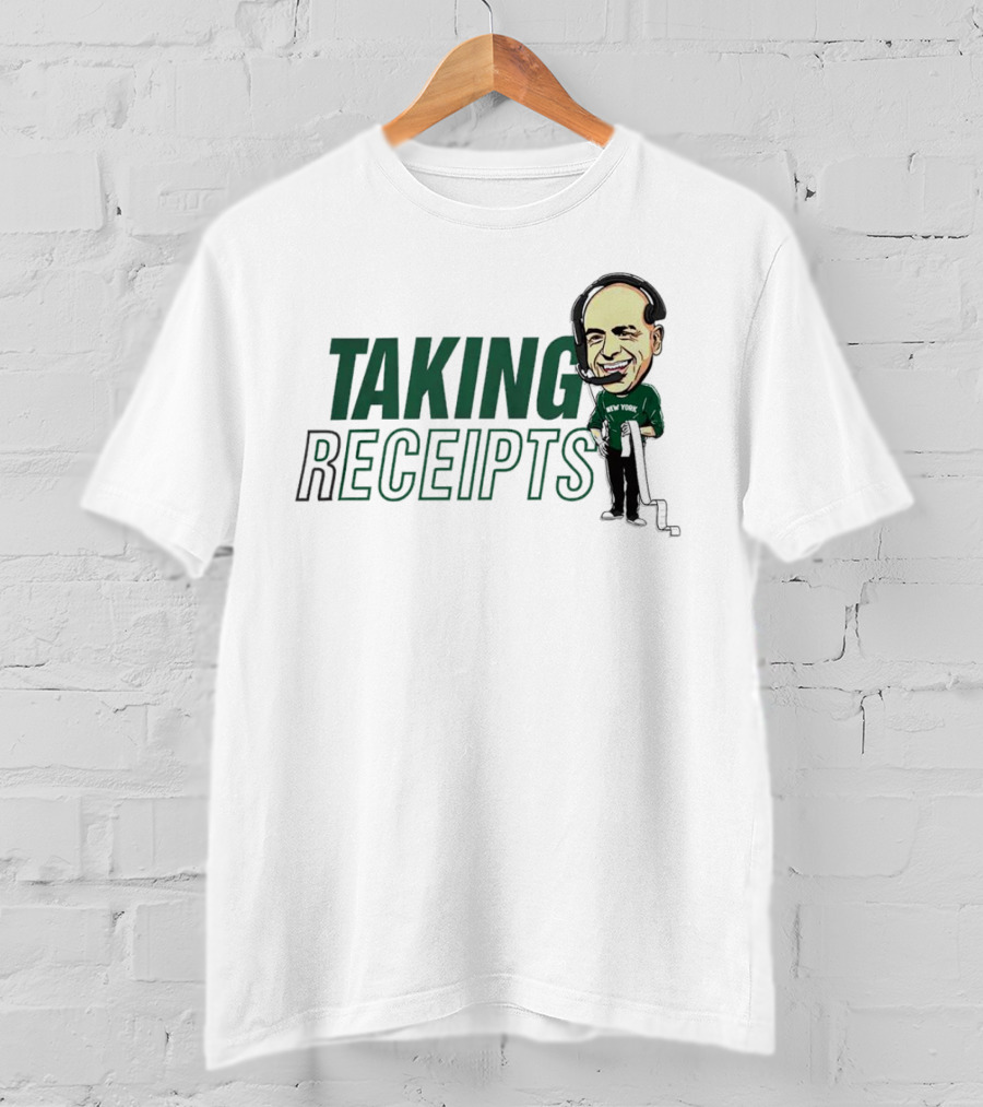 Robert Saleh New York Jets Taking Receipts Character T-Shirt