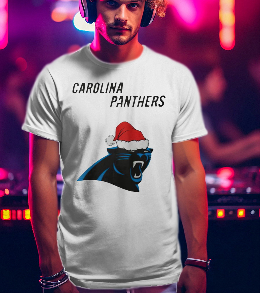 Carolina Panthers Christmas Santa Hat T-Shirt