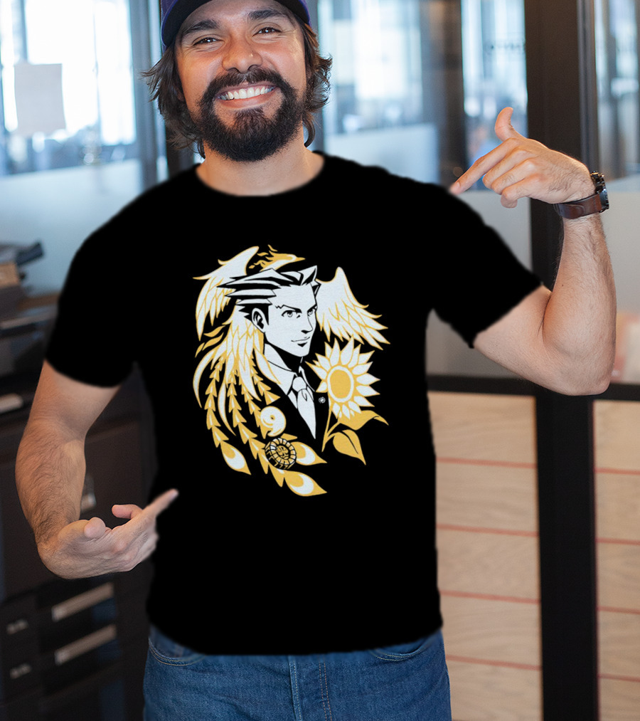 Fangamer Barbed Headed Attorney Phoenix Wright Sunflowers Wings T-Shirt