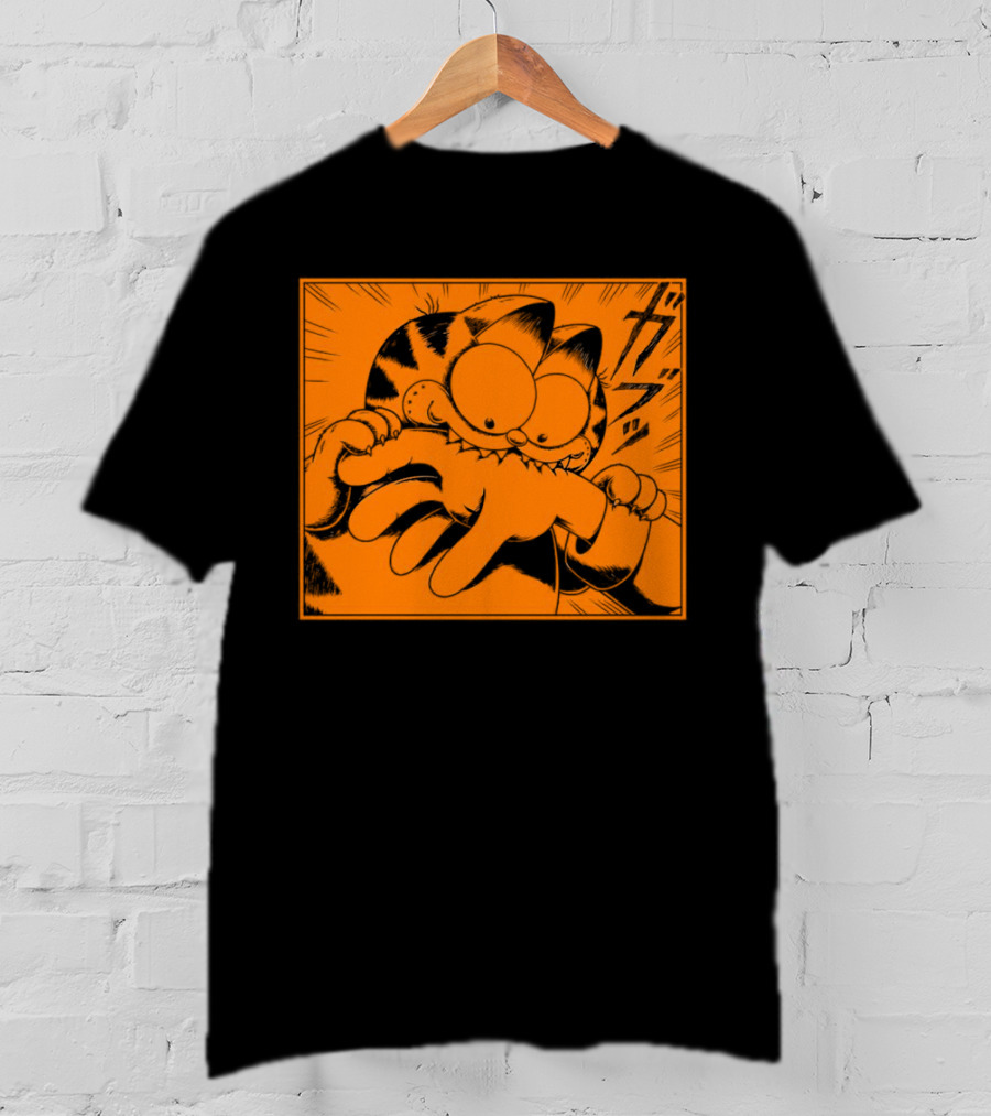 Garfield Manga Style Bite Hand Comic Panel T-Shirt