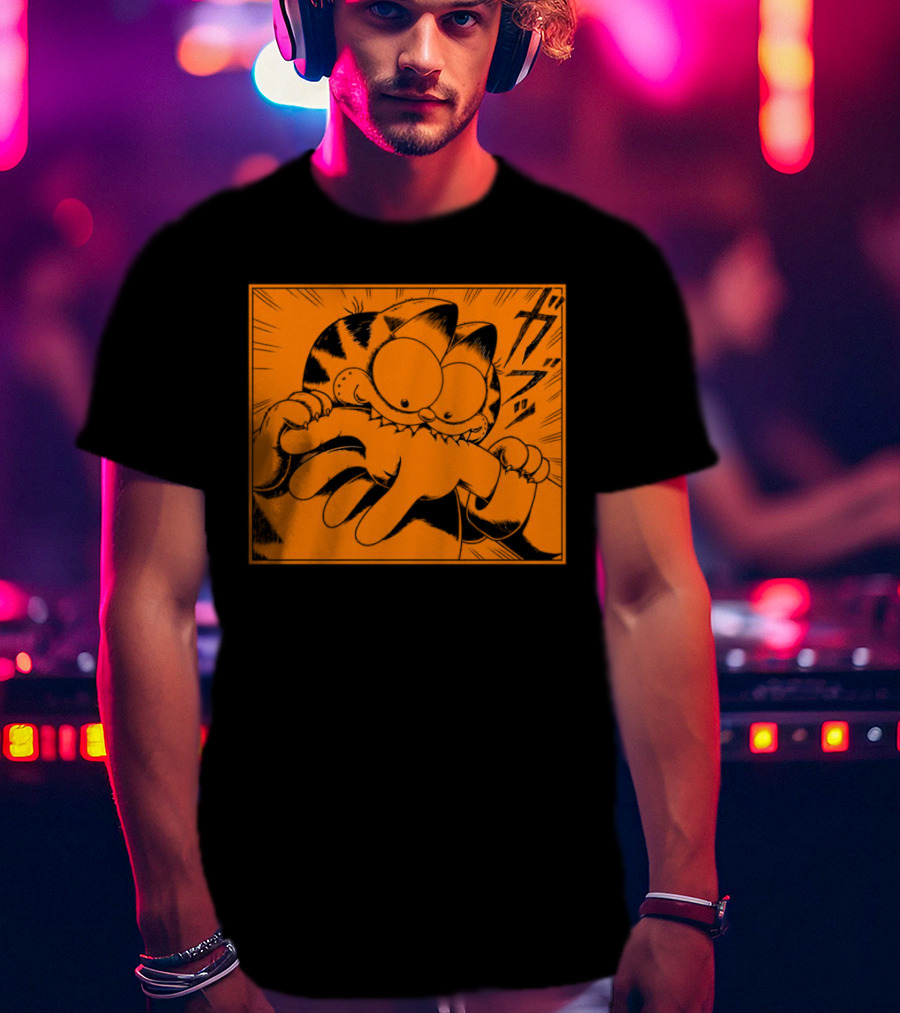 Garfield Manga Style Bite Hand Comic Panel T-Shirt