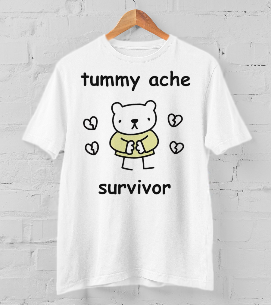 Tummy Ache Survivor Bear Surrounded By Hearts T-Shirt