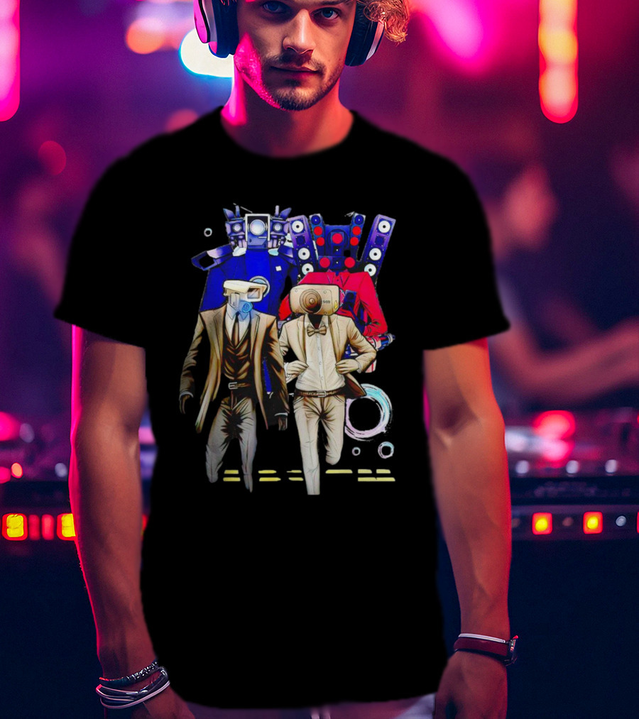 Cameraman Speakerman TVman Skibidi Toilet Character Compilation T-Shirt