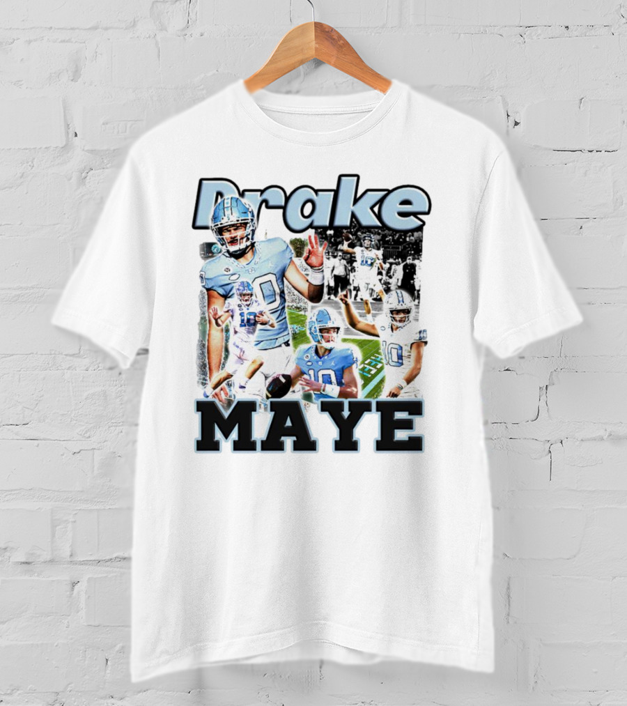 Drake Maye North Carolina Tar Heels Football Quarterback Action Collage T-Shirt