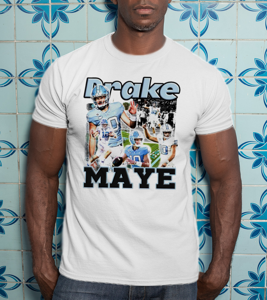 Drake Maye North Carolina Tar Heels Football Quarterback Action Collage T-Shirt