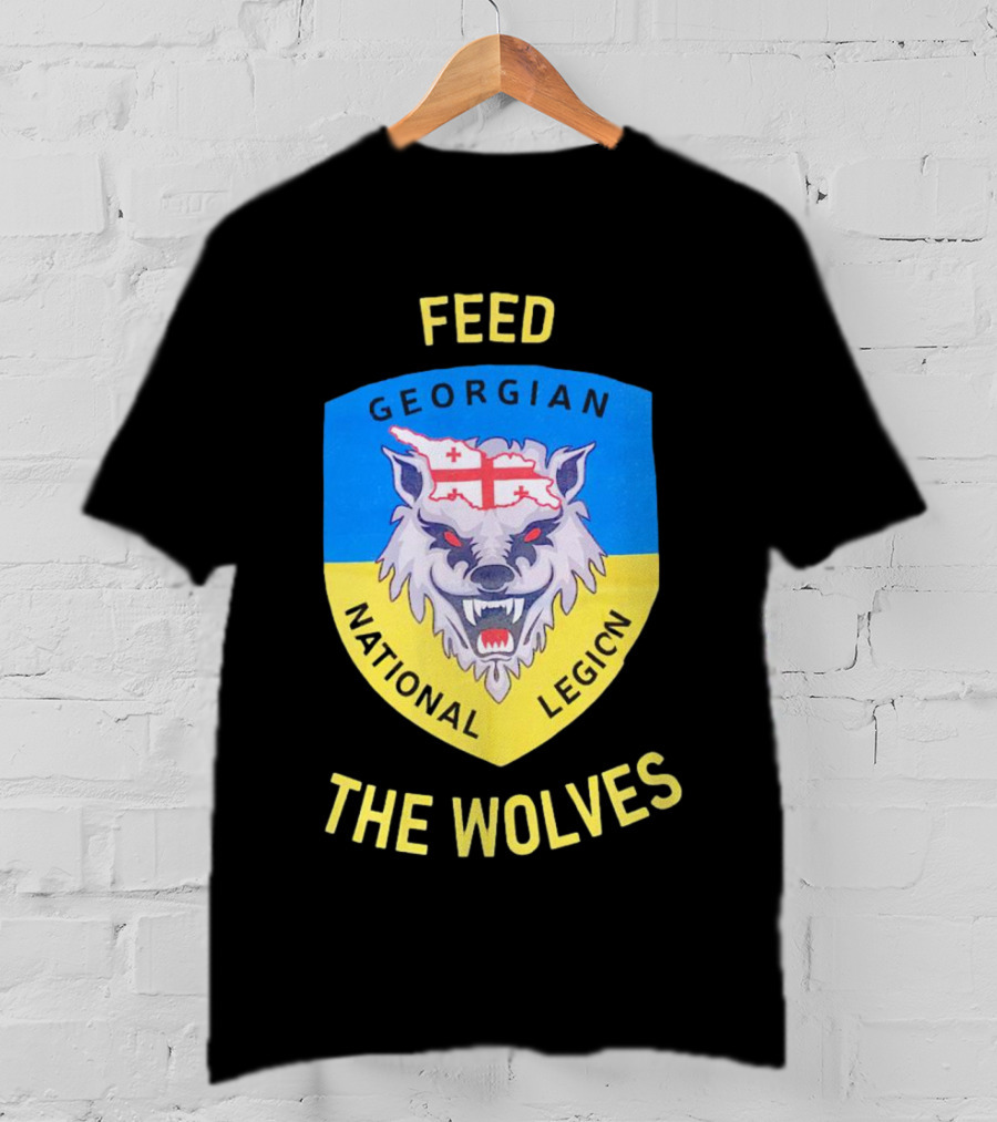 Feed The Wolves Georgian National Legion Wolf Badge With Flag Elements T-Shirt