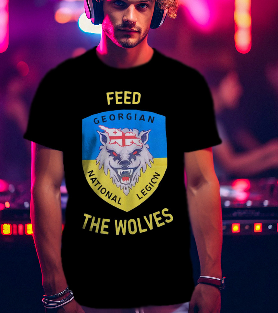 Feed The Wolves Georgian National Legion Wolf Badge With Flag Elements T-Shirt