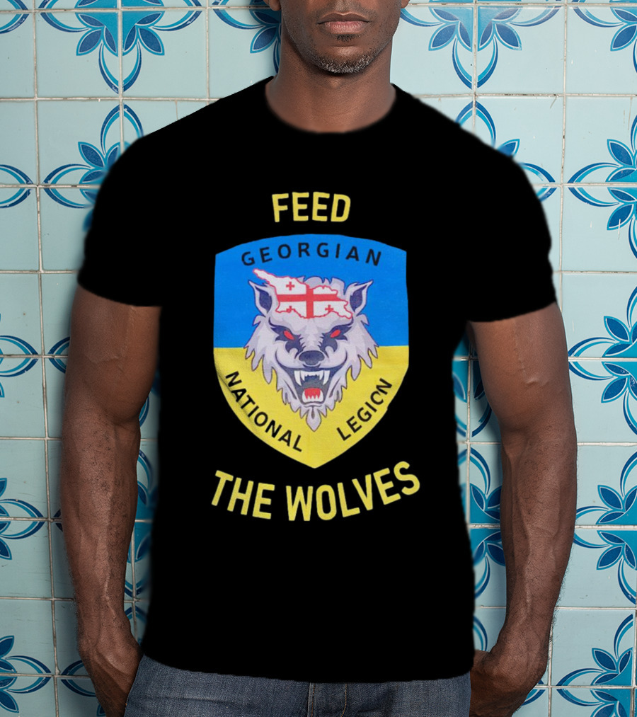 Feed The Wolves Georgian National Legion Wolf Badge With Flag Elements T-Shirt
