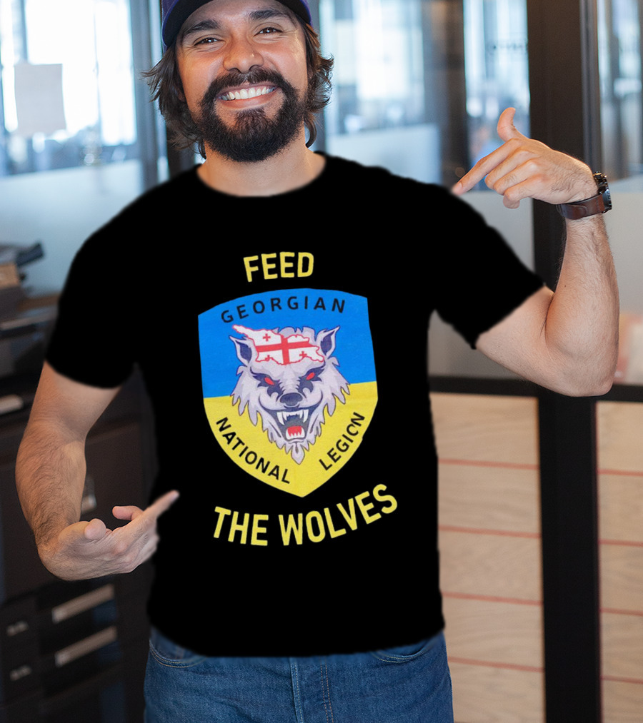 Feed The Wolves Georgian National Legion Wolf Badge With Flag Elements T-Shirt