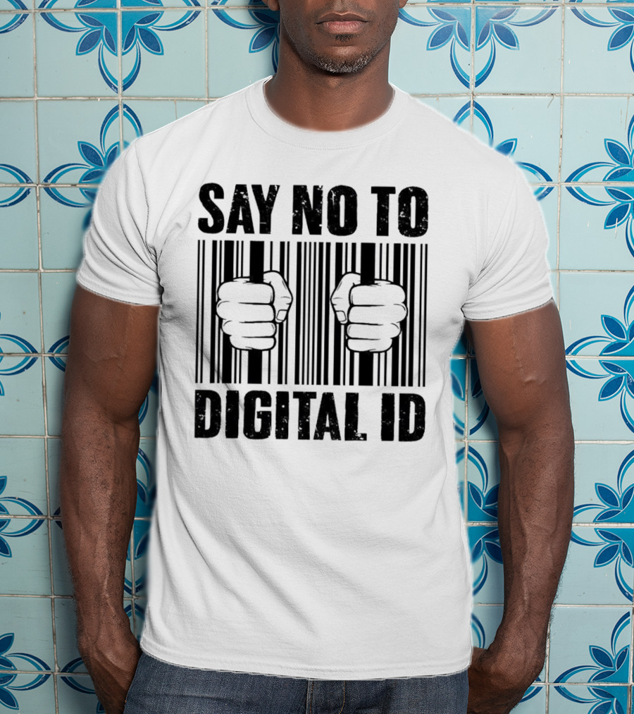 Say No To Digital ID Barcode Prison Fist T-Shirt